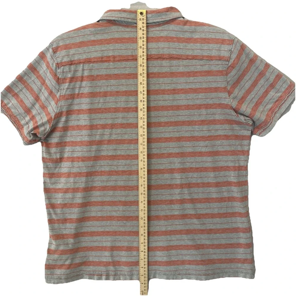 The North Face‎ Polo Shirt Mens XXL Orange/Gray Striped Soft Knot Outdoor Casual